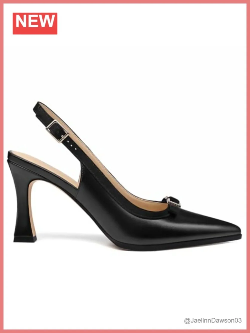 Slingback Heels for Women 3.35-Inch Stiletto Pointed Toe Faux Leather